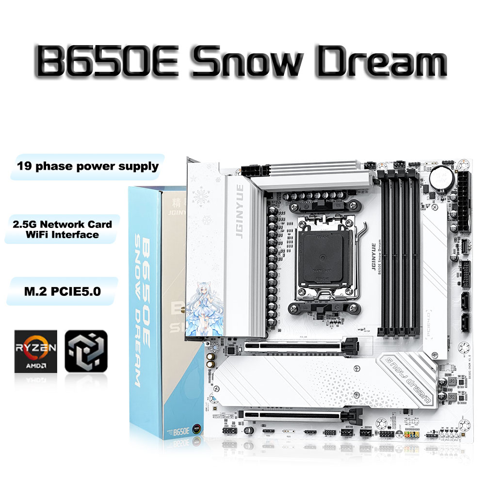 JGINYUE B650E Snow Dream เมนบอ - Am5 Micro Atx Pcie 5.0 Motherboard บทวิจารณ์และราคา